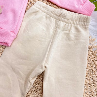 Conj. Casaco de Moletom Oncinhas e Calça Legging - Rosa